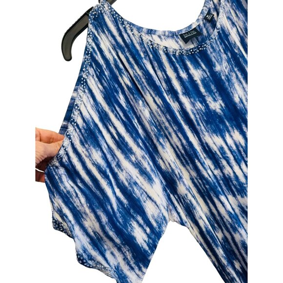 2/$30 Blue Saks Fifth Avenue M Tie-Dye Fringe Bathing Suit Cover Up - Picture 6 of 13